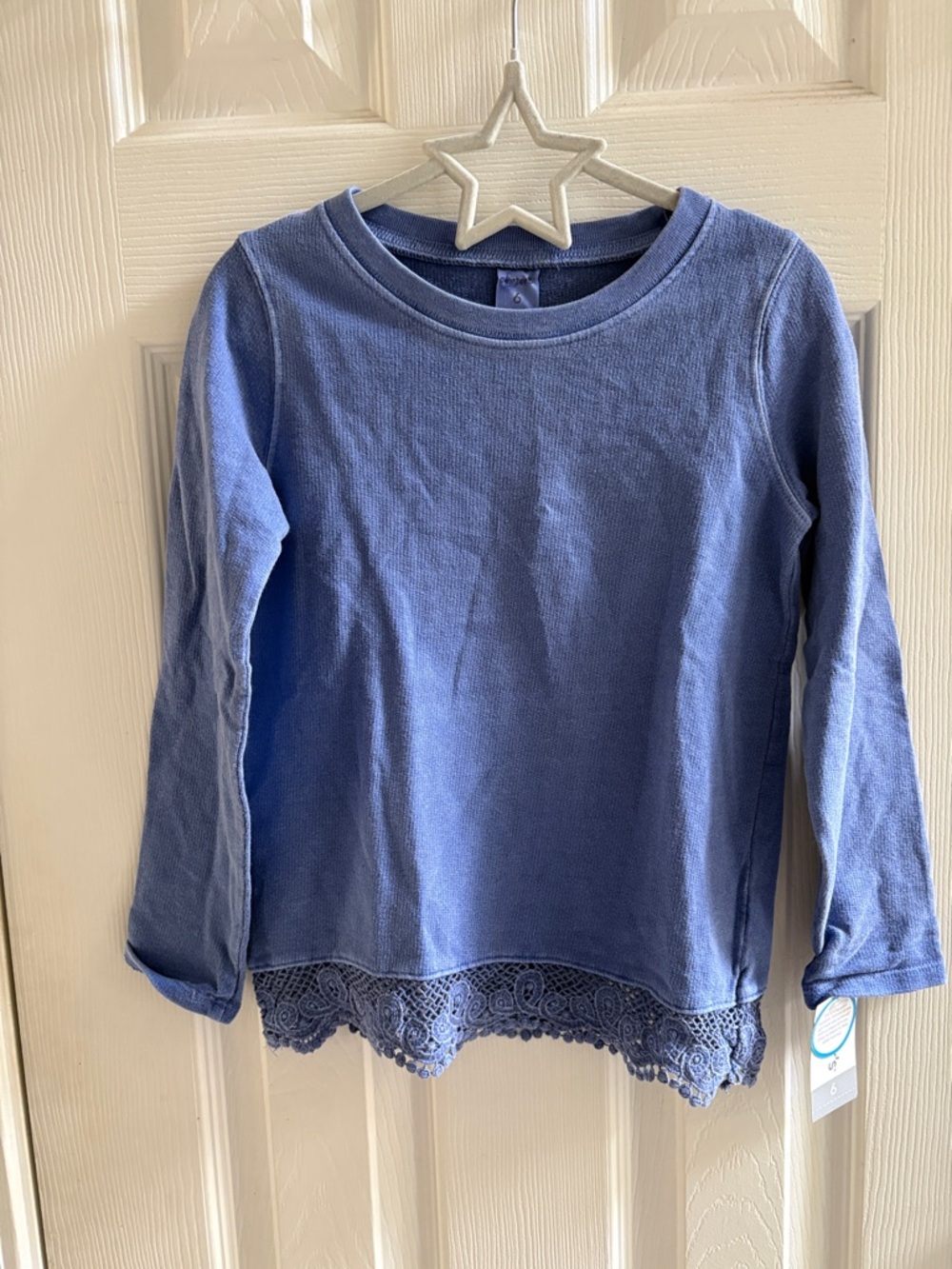 Carter's Blue Long-Sleeve Tee with Lace Hem